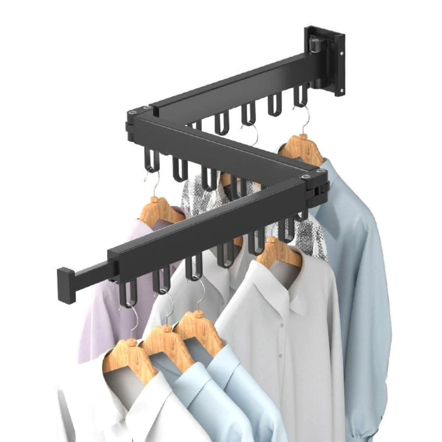 Foldable Wall Mounted Clothes Drying Rack - Indoor/Outdoor Space Saver