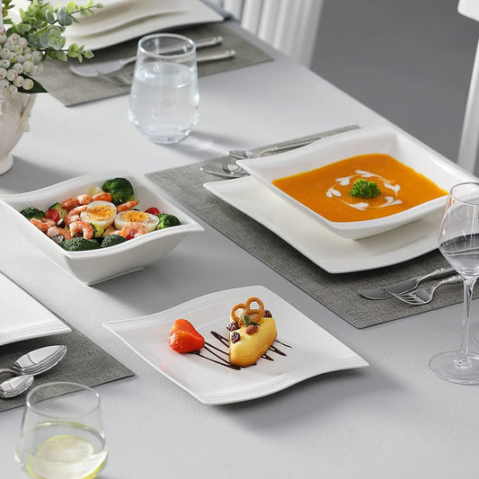 24pcs square dinner set with lines
