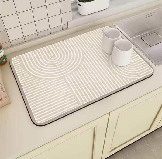 Geometric kitchen drying mat