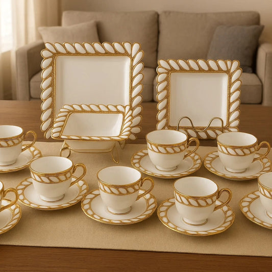 30pcs ceramic squared dinner set
