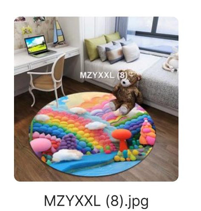Round Geometric Soft Fleece Anti Slip Carpet