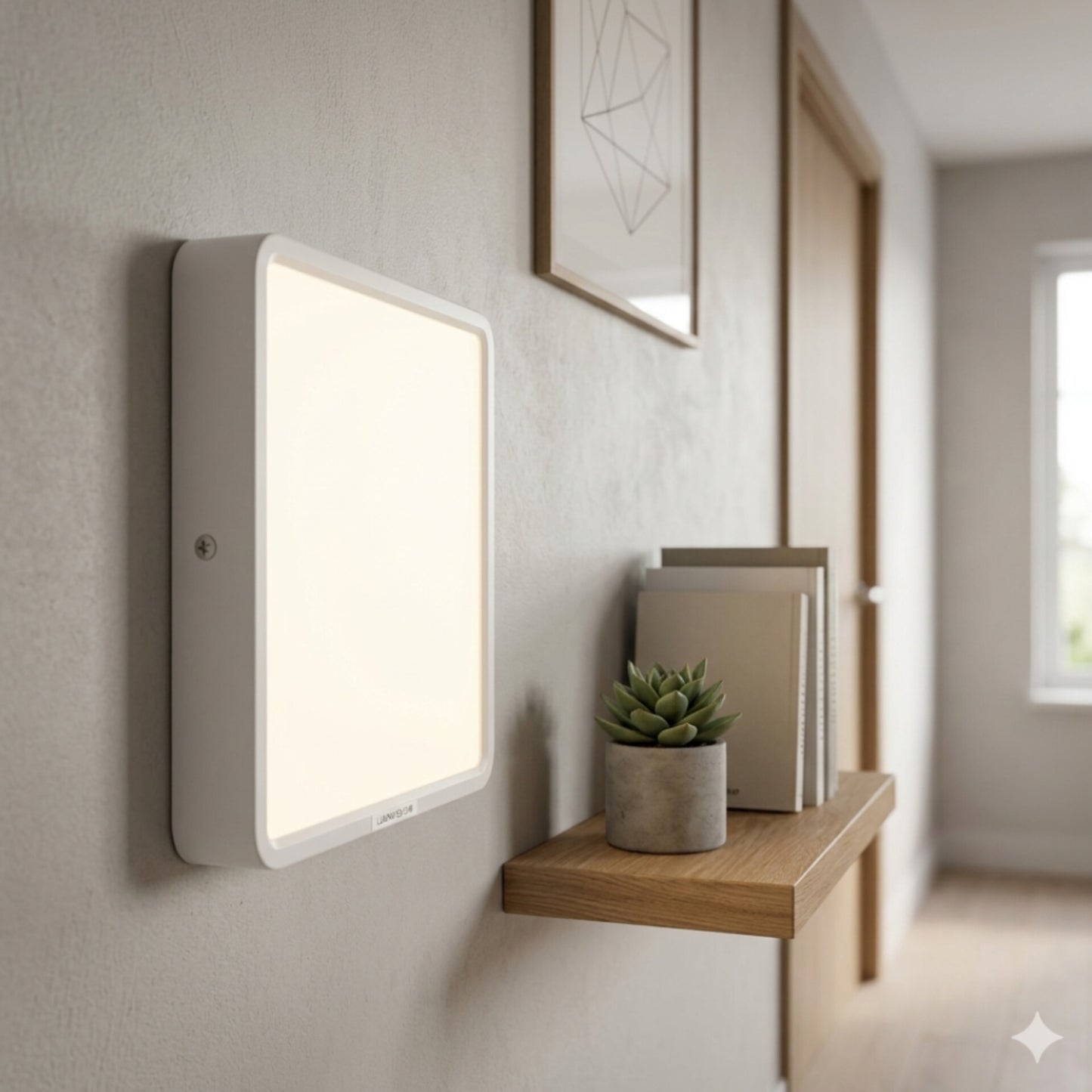 A square white frame surface mounted led downlight fixture.