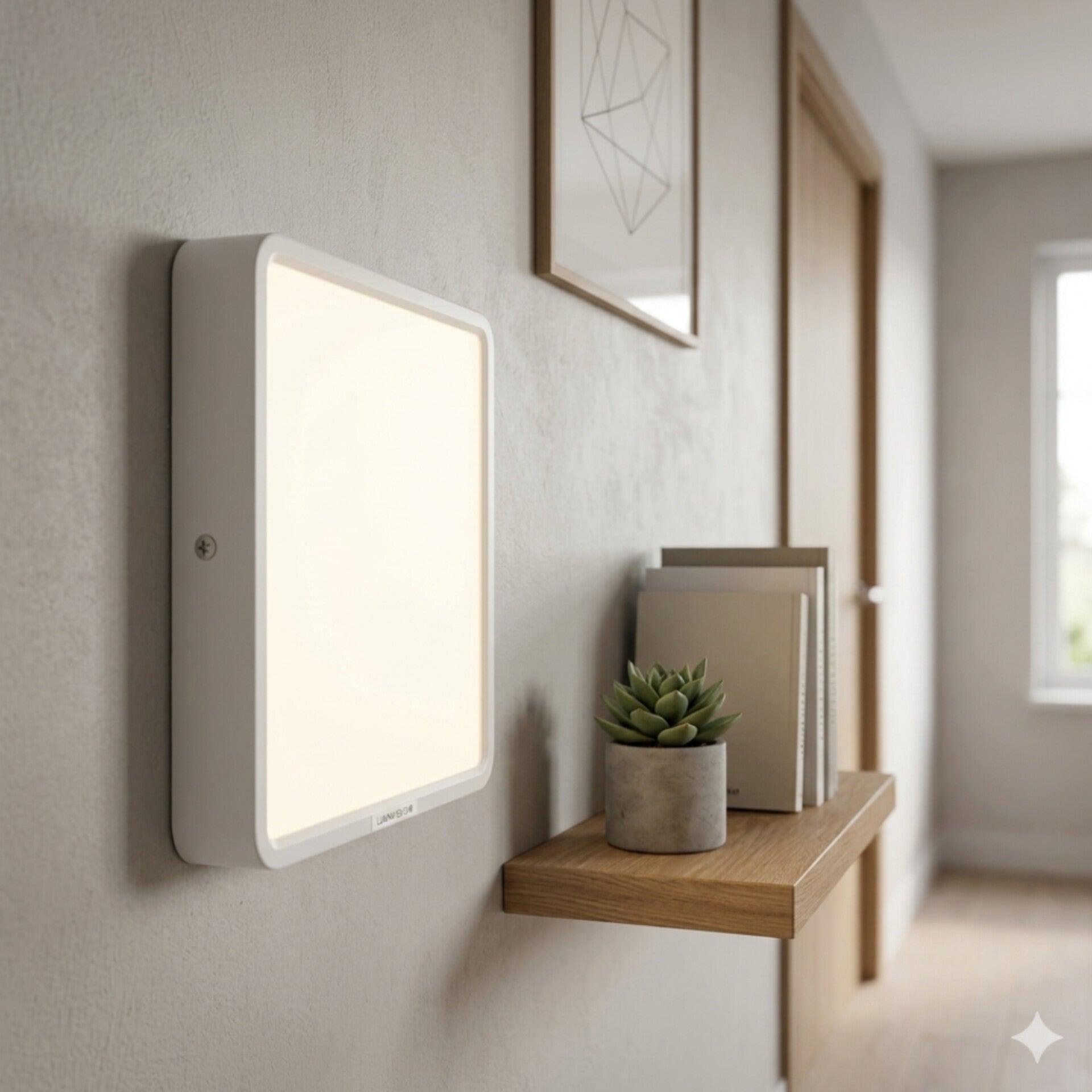 A square white frame surface mounted led downlight fixture.