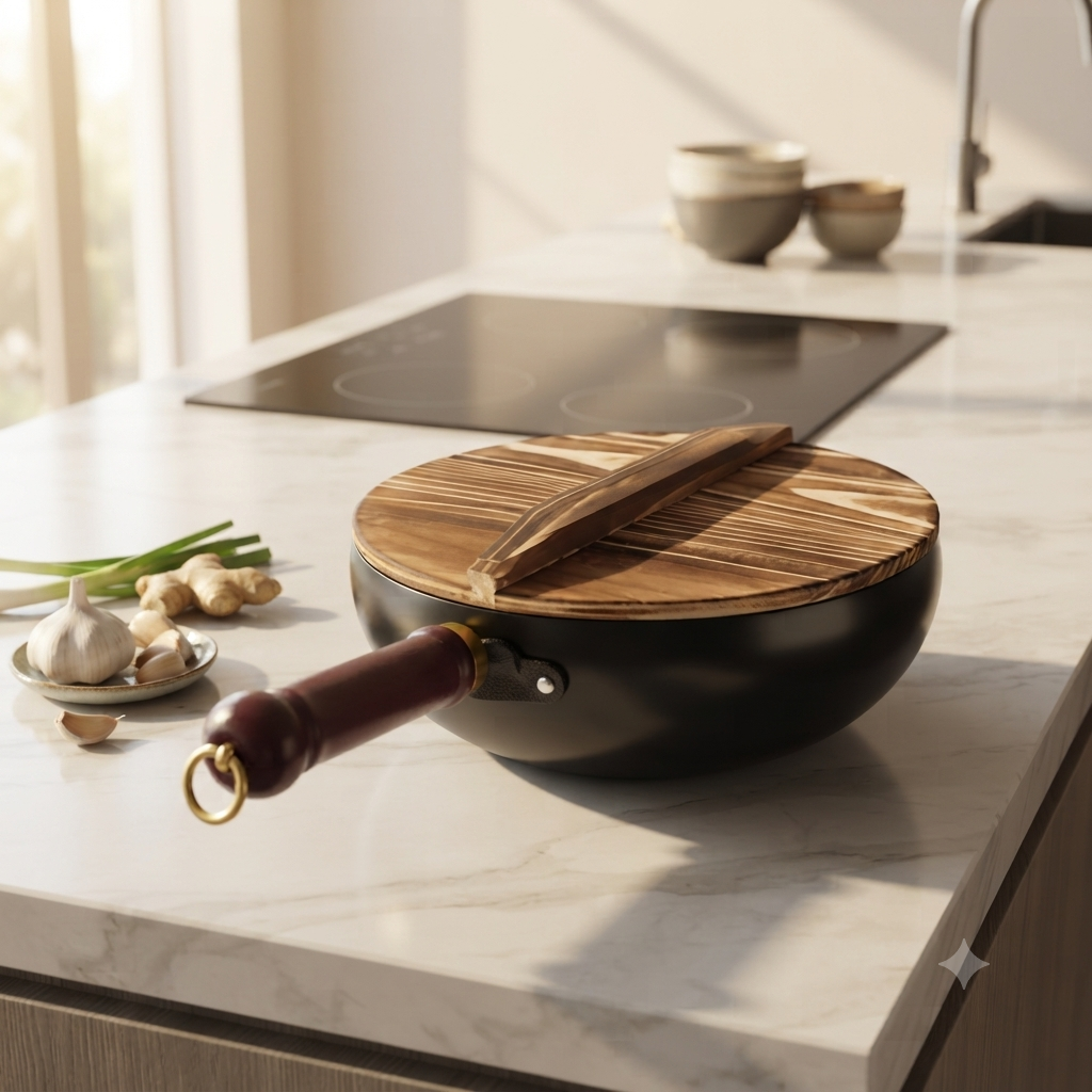 Non Stick Wok Pan with Bamboo Lid