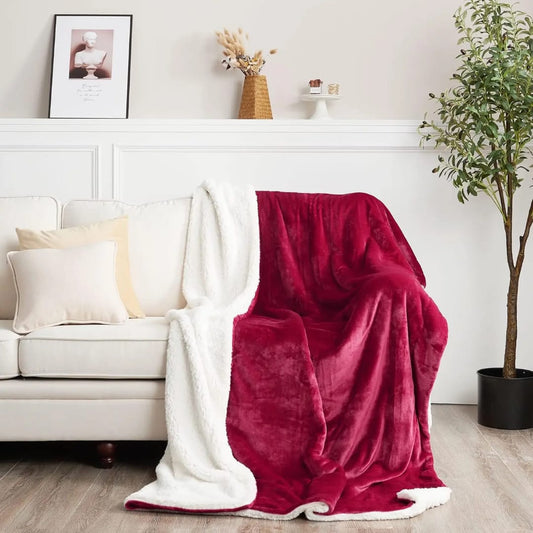 Sherpa flannel throw fleece blanket