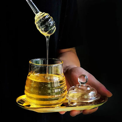 250ml Glass Honey Dispenser With Dipper