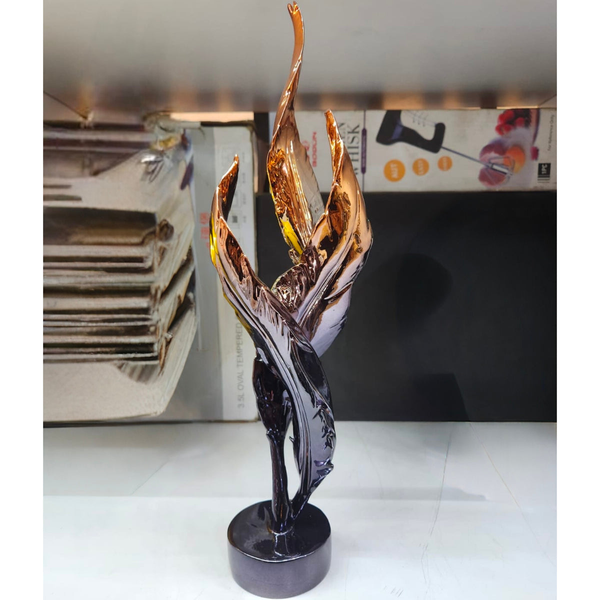 Resin Black and Copper Colors Feather Home Office Decor Ornament