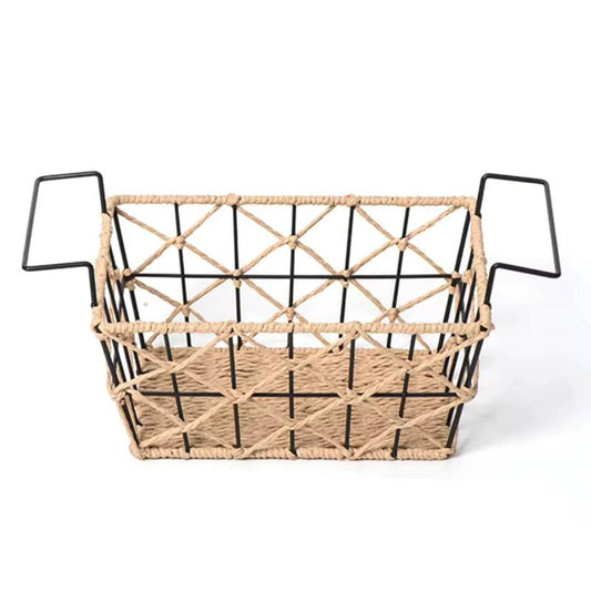 Woven metallic storage basket