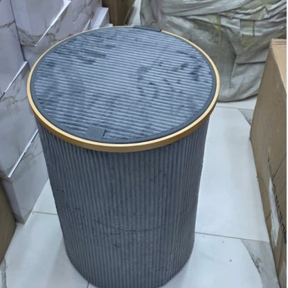Round soft wooden laundry basket