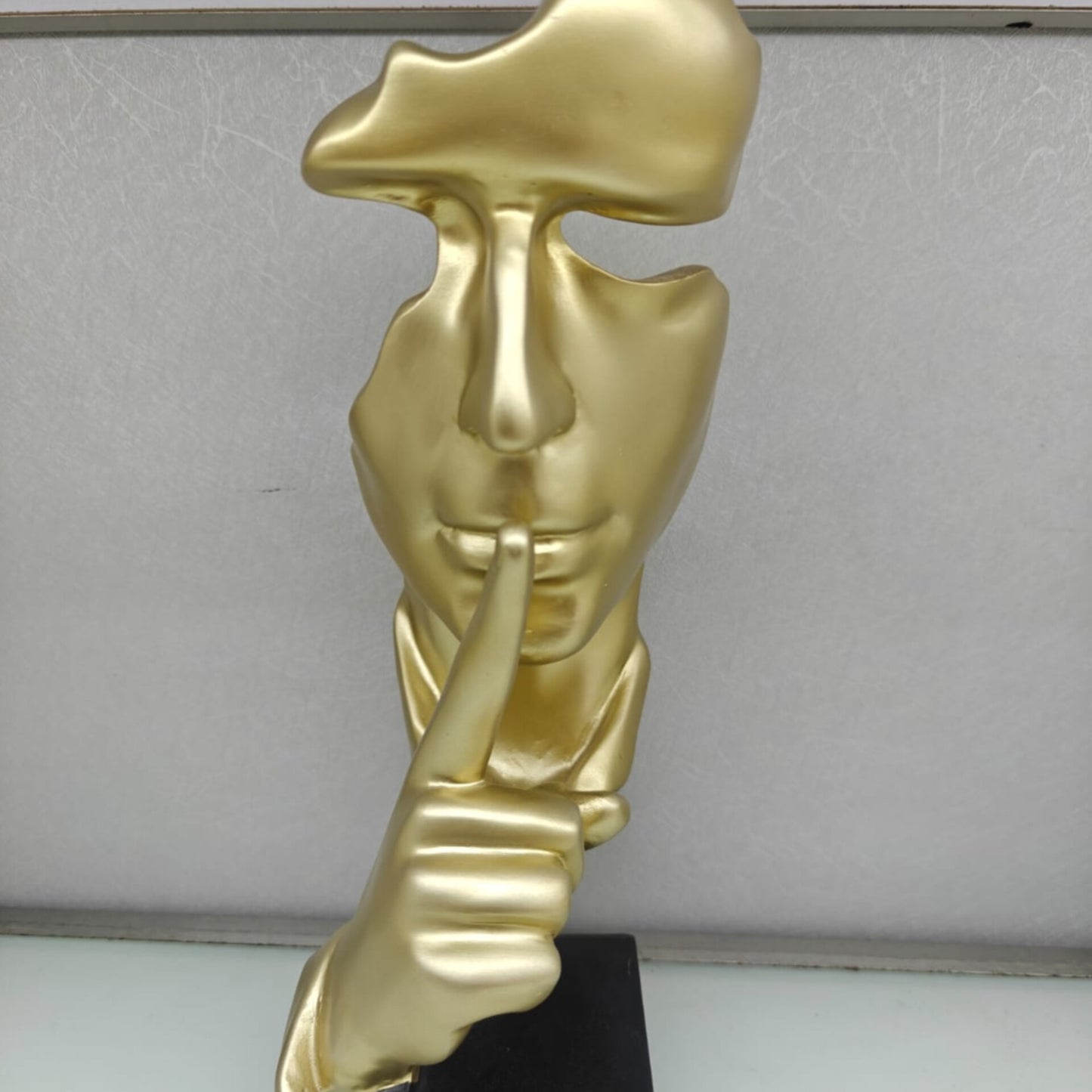 Golden Silence Abstract Face Sculpture