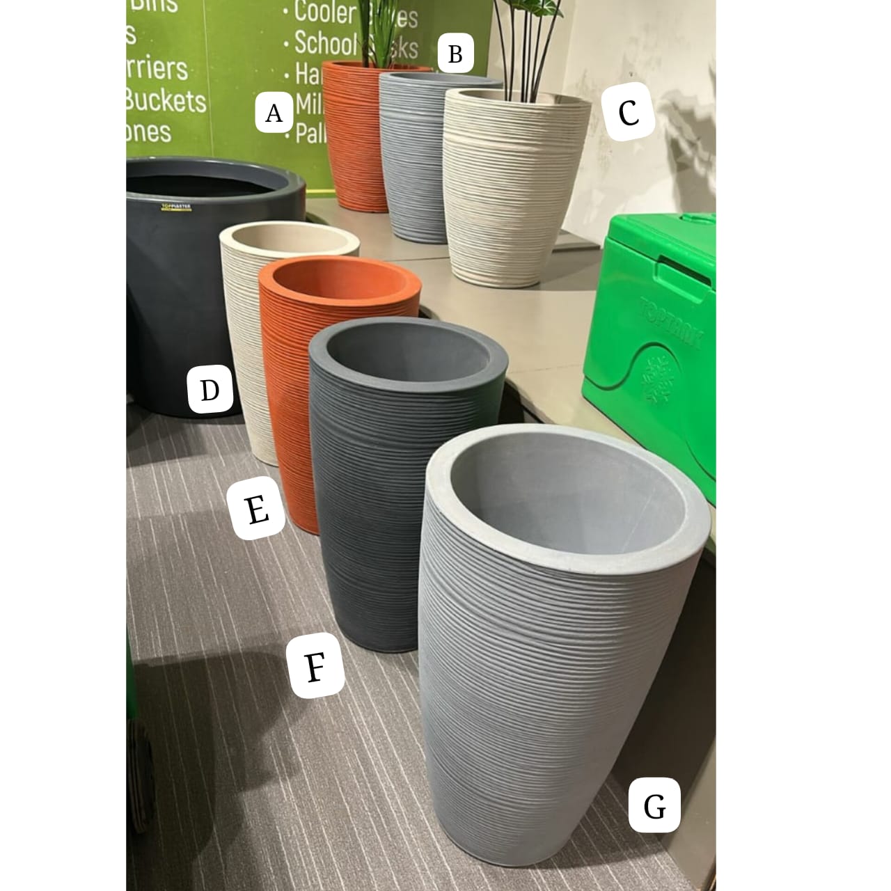 Ribbed Decorative Planters Heavy Plastic
