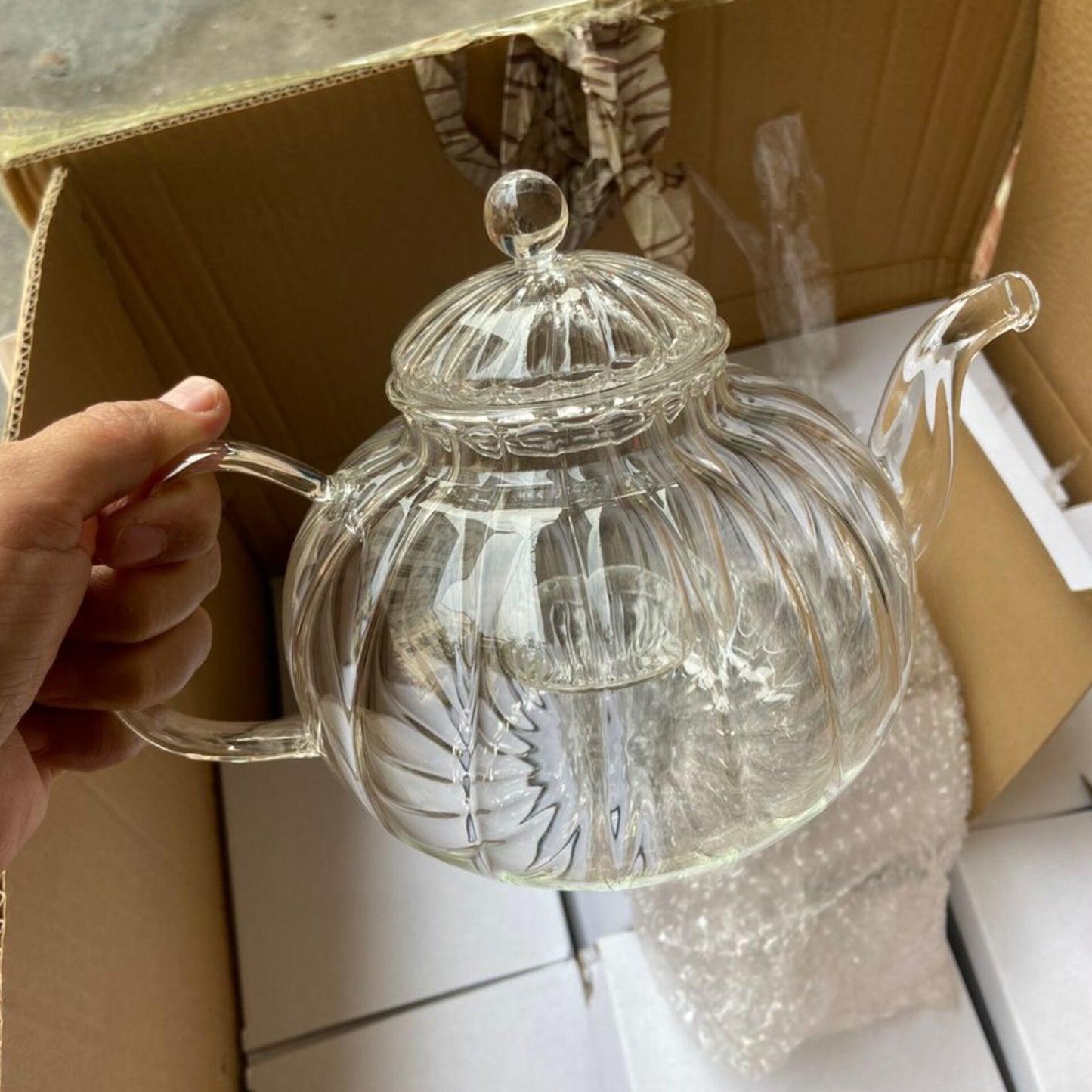 800ml Striped Borosilicate Teapot