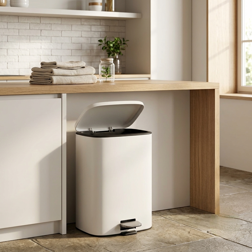 18L SS Soft Close Stainless Cream Pedal Bin with Inner Bin