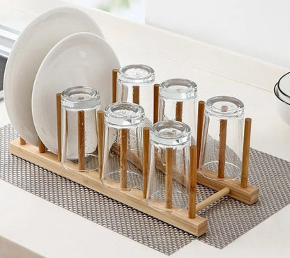 6 Slot Bamboo Plate Rack