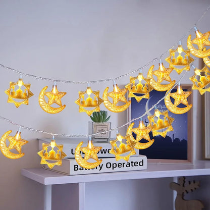 Led Christmas Star and Crescent Moon String Lights