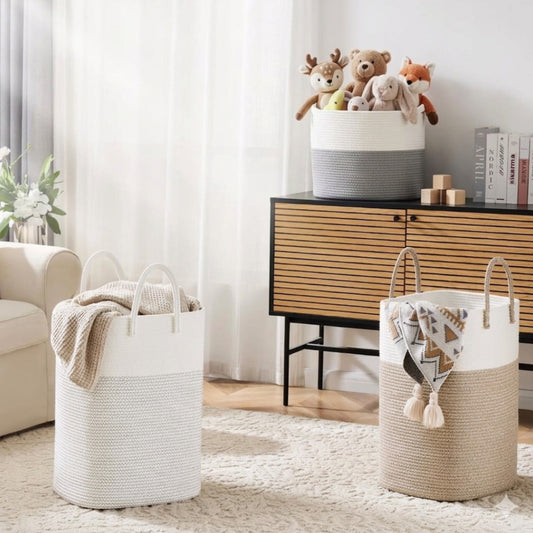 Rectangular Non Woven Cotton Rope Laundry Basket
