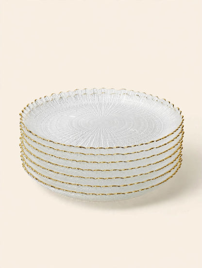 6Pcs Sunburst Glass Dinner Plate Set