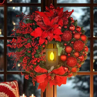32cm Christmas Door Wreath Garland With Lantern