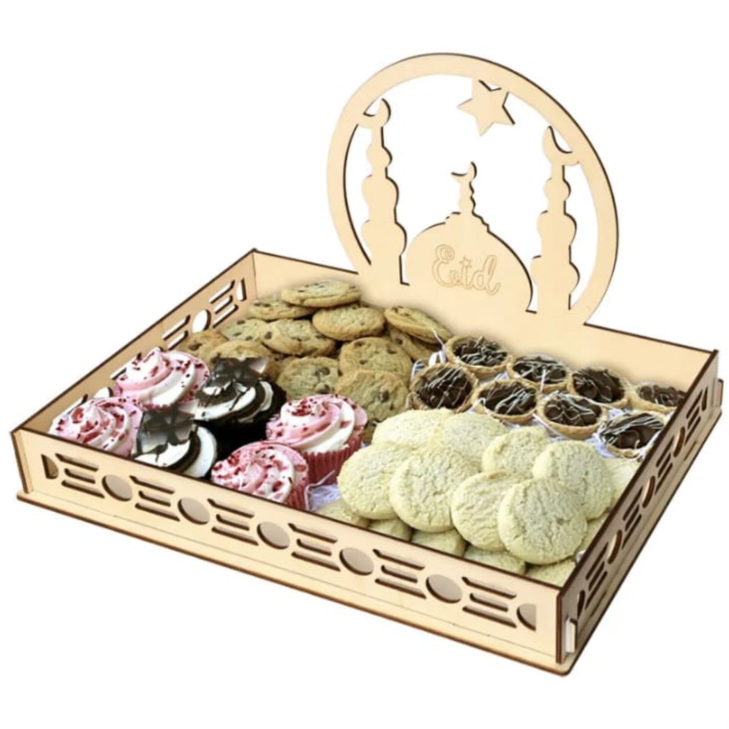 Wooden Ramadan and Eid Mubarak Serving Tray