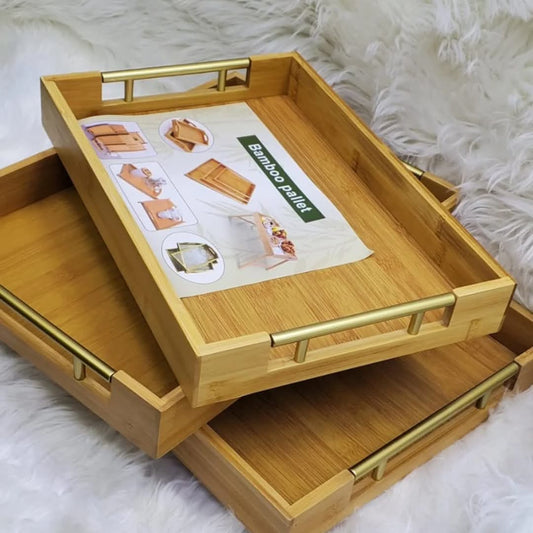 3 set bamboo serving tray
