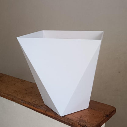 Geometric White Plastic Planter Vase