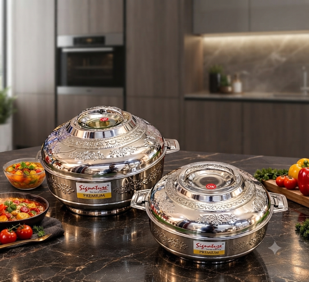 2 Pc Stainless Steel  Hotpot Set