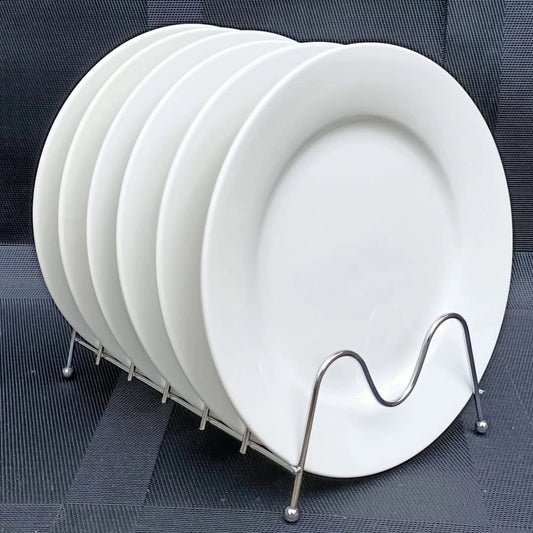 6pc Ceramic White plates with ridge