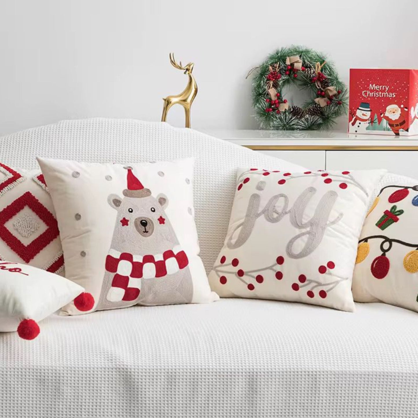 Set of 3 Christmas Throw Pillow Covers
