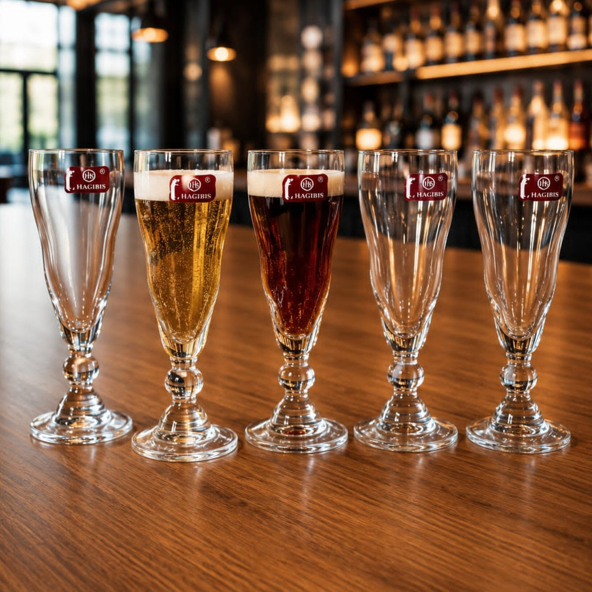 6Pcs Fluted Beer Glasses