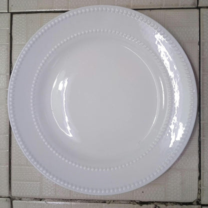 6pcs White Beaded Plate Set