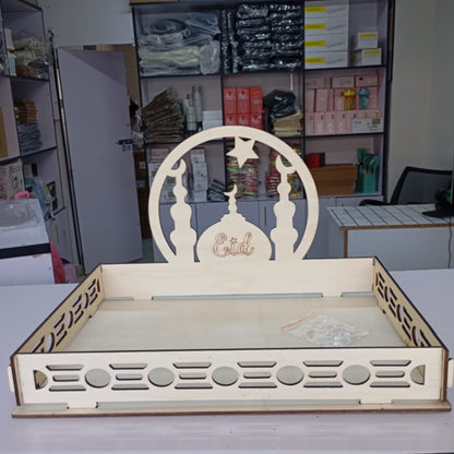 Wooden Ramadan and Eid Mubarak Serving Tray