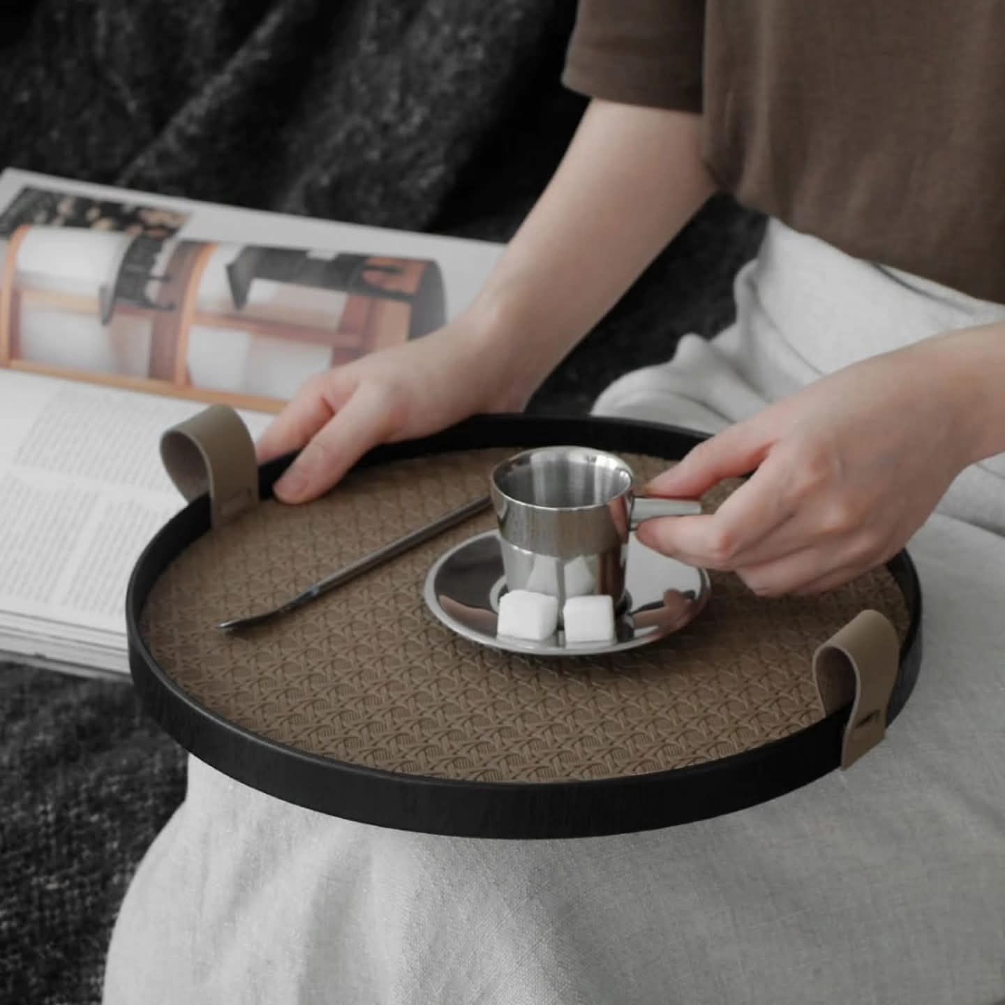 Round Metallic Storage and Serving Tray