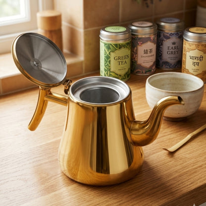 2 Ltrs Gold Stainless Steel Tea Kettle with Infuser
