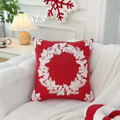 Christmas Tree Snowflake Embroidery Pillow Cover 45x45cm