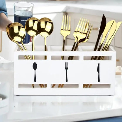 Wooden cutlery holder organizer