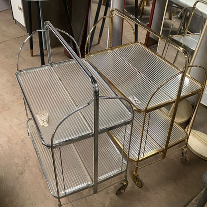 Foldable trolley glass table cart