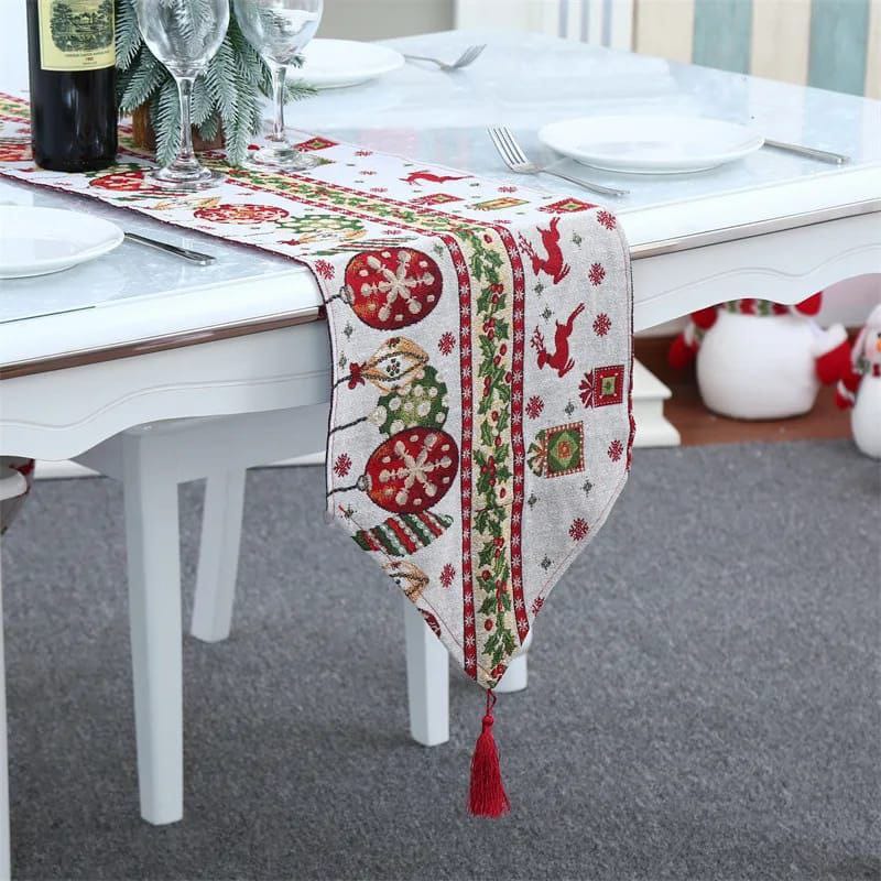 Christmas Themed Table Runner with Tassels