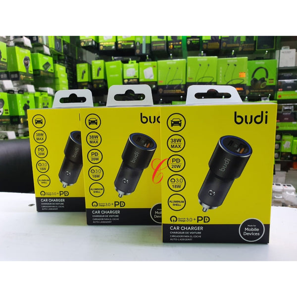 Budi Car Charger CC628TQB 38W with LED Ring Indicator