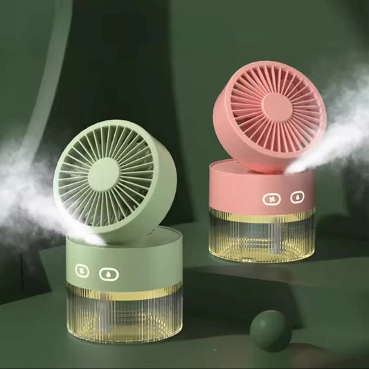 Rechargeable portable fan with humidifier