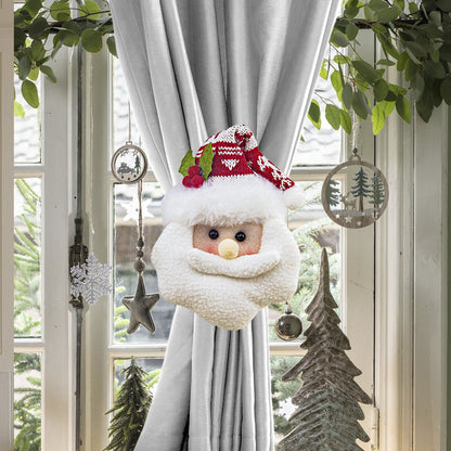 2Pcs Christmas Curtain Buckle Santa Claus Snowman Curtain Tie Back