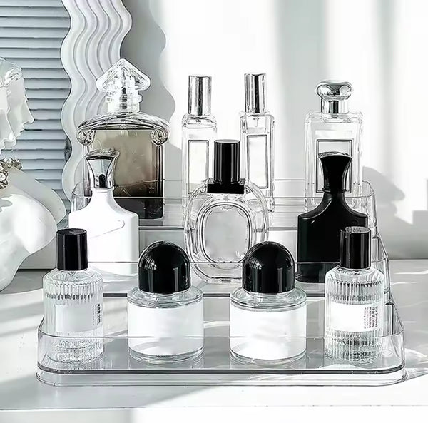 Tiered Clear Acrylic Perfume Stand and Display Organizer