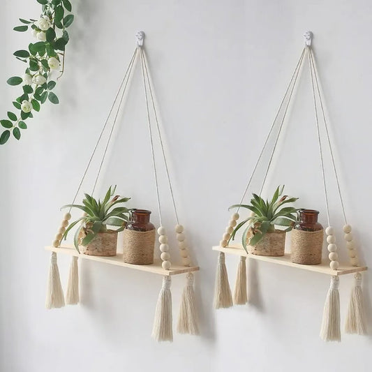 Bohemian wall hanging shelf