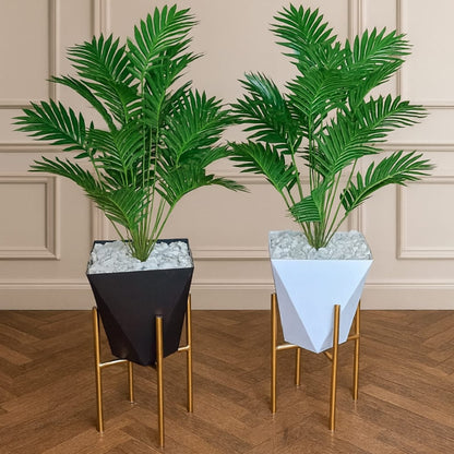 Artificial Palm Tree with Pot Pebbles  and Metallic Stand