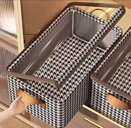 Checked closet organizers home storage box