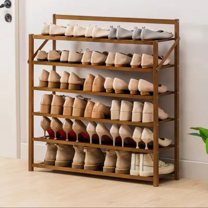 6-tier foldable bamboo shoe rack