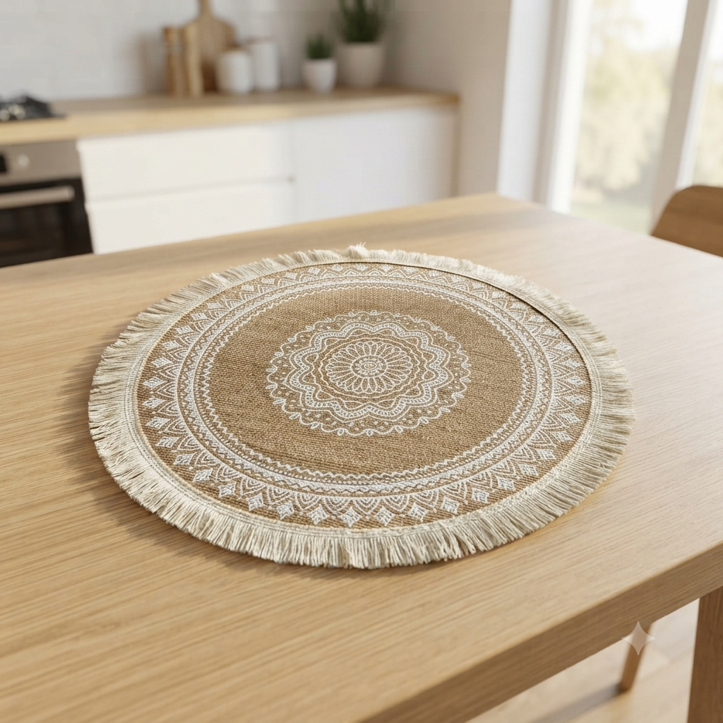 6Pc Round Woven Jute Table Mats