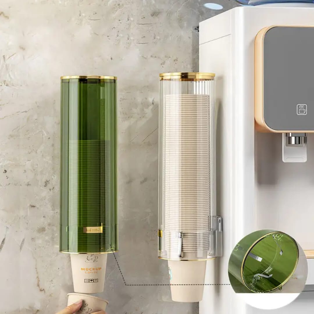 Wall mounted disposable cup storage