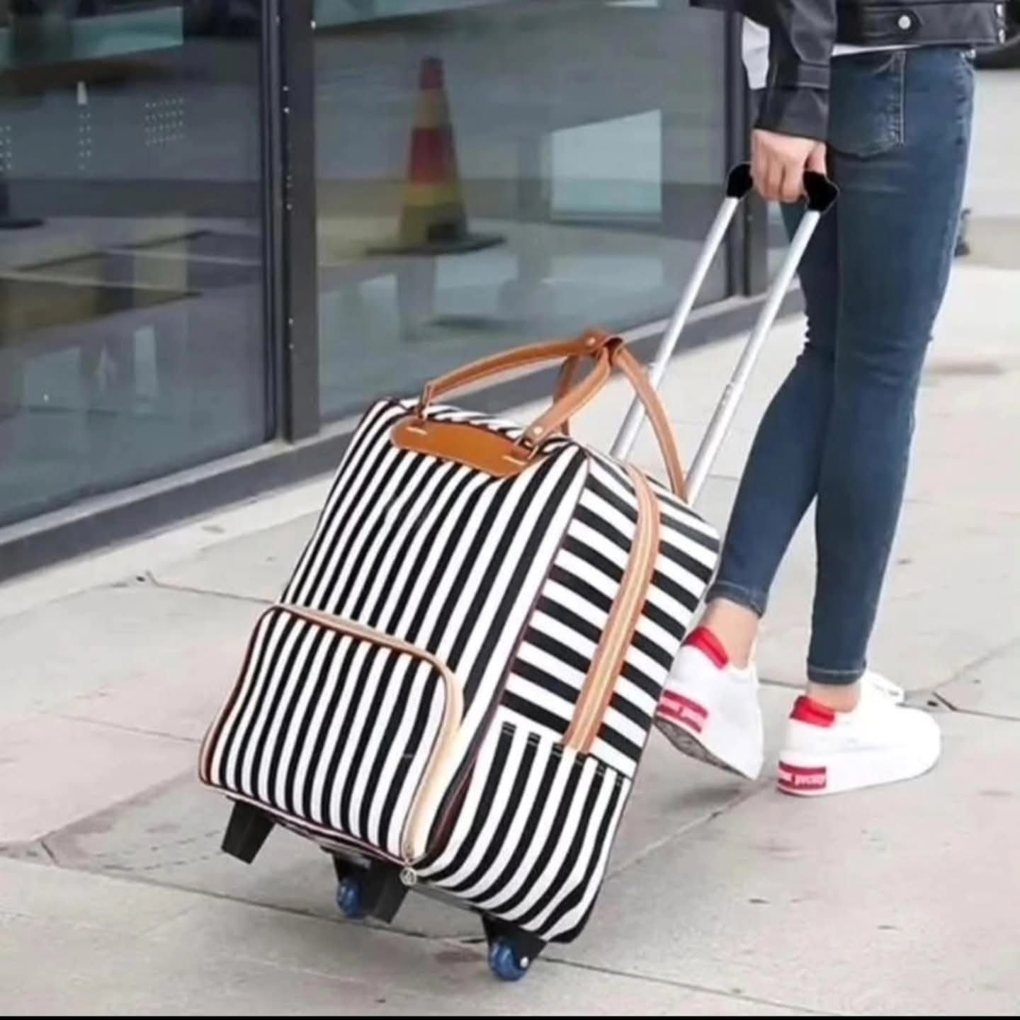 Striped Rolling Duffel Bag
