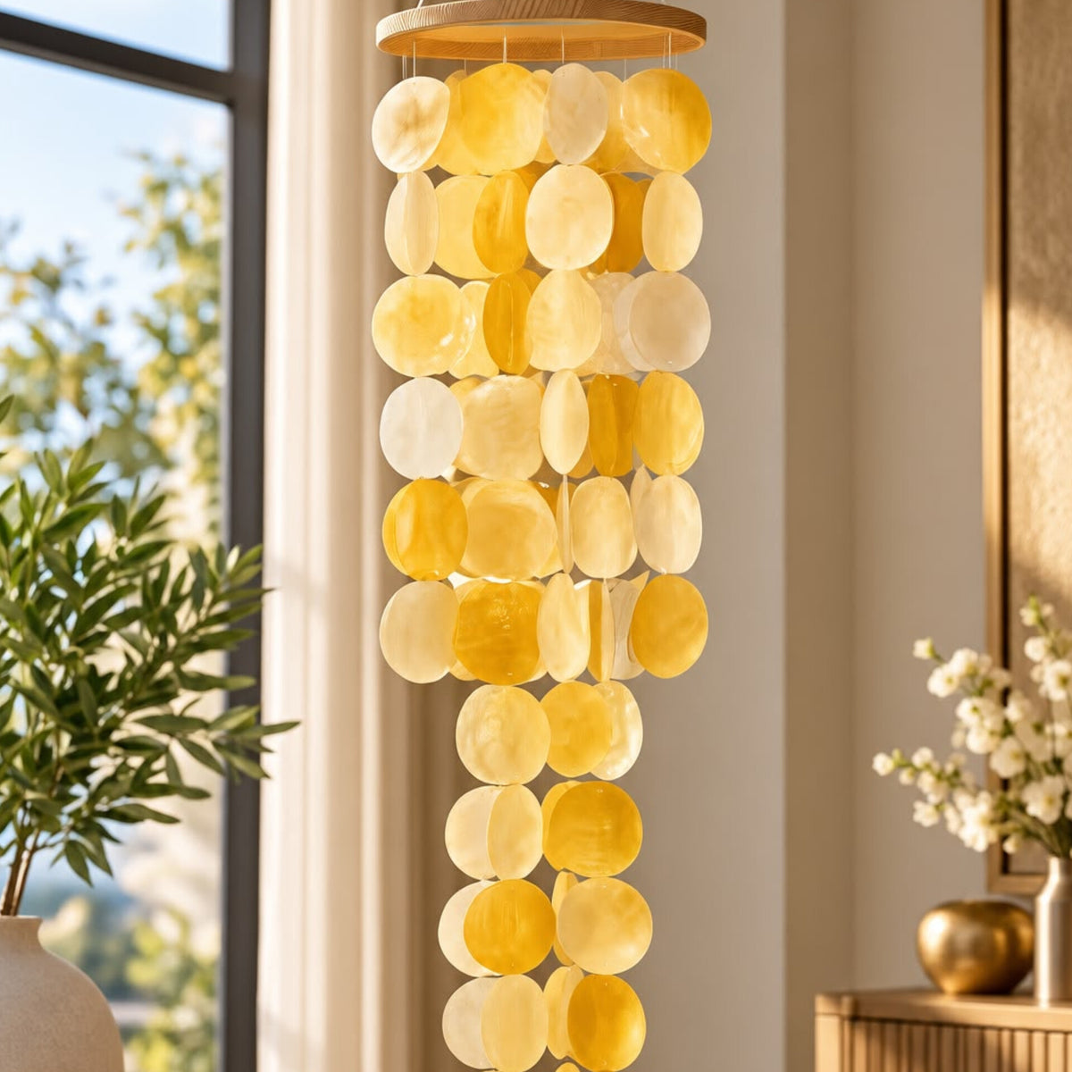 Shell Wind Chime Made of Real Capiz Shells