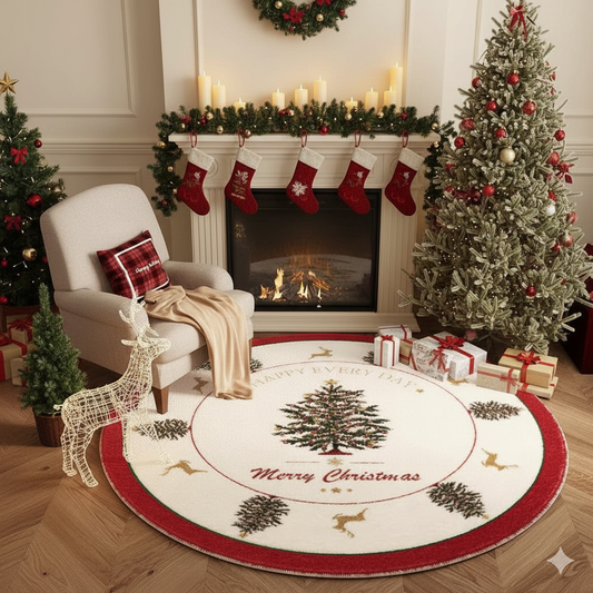Anti-Slip circular Christmas carpet